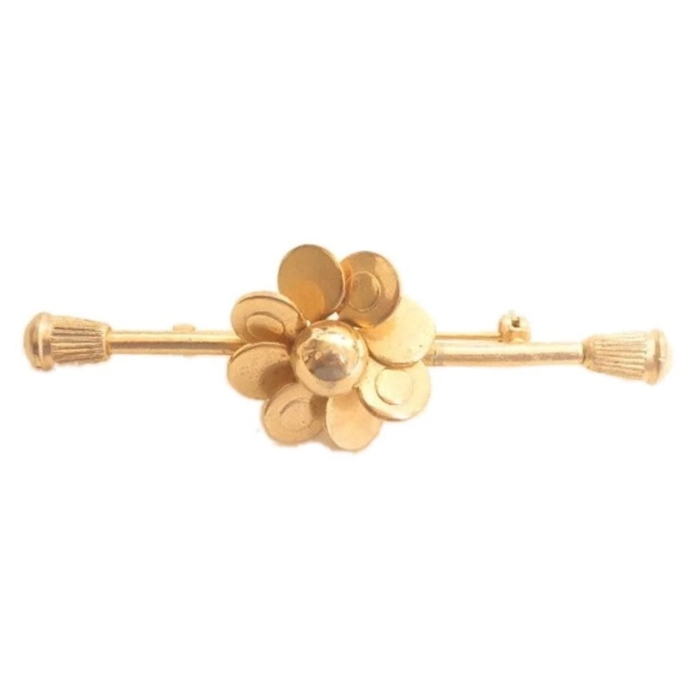 Vintage Flower Gold Plated Long Bar Pin